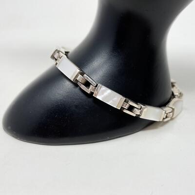 MOTHER OF PEARL & STERLING SILVER? BRACELET