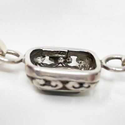 BLACK ONYX & 925 STERLING SILVER BANGLE BRACELET