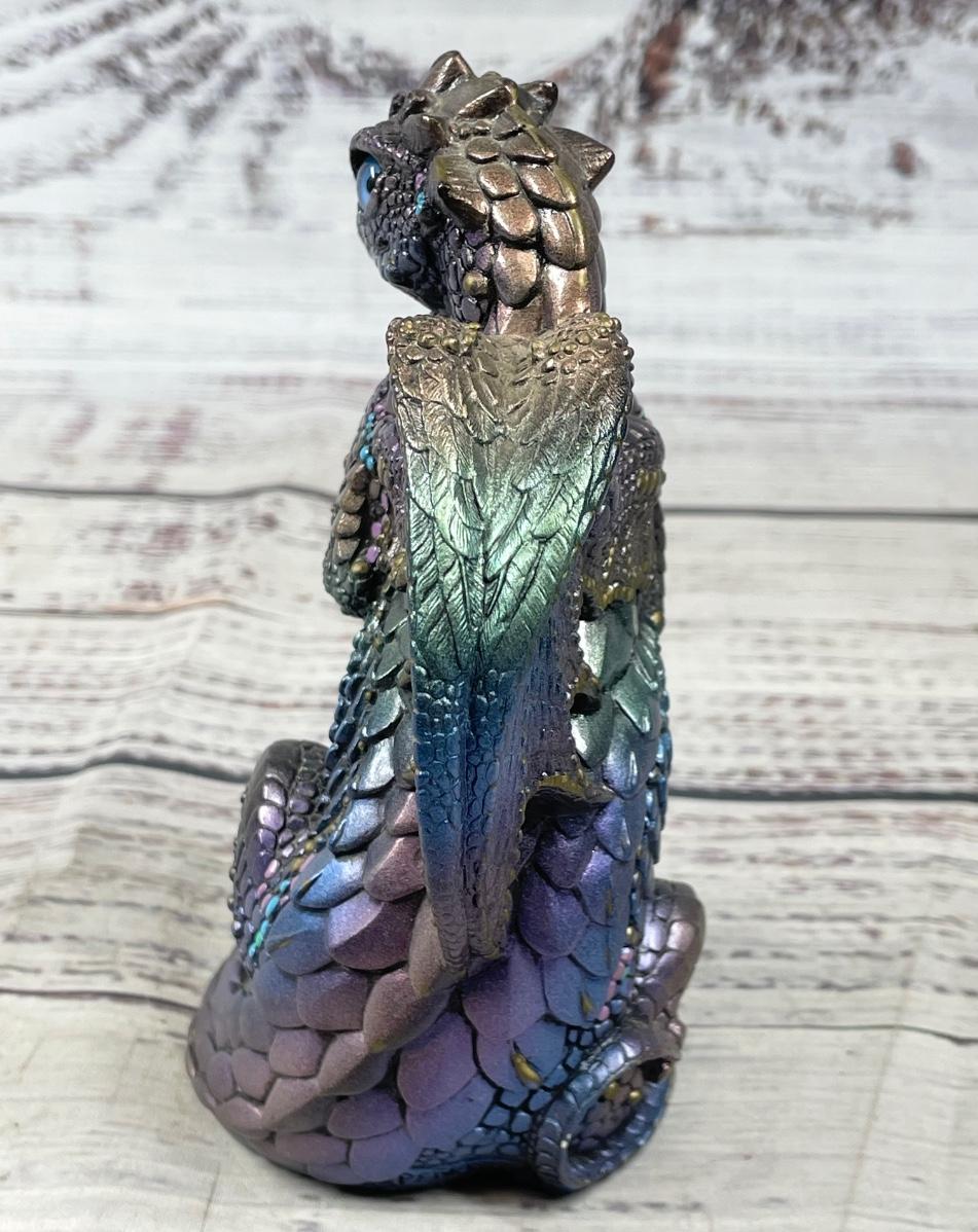 Windstone Editions Peacock Metallic Sitting Young Dragon Windstone Editions Peacock Metallic Sitting Young Dragon