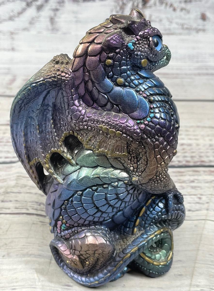 Windstone Editions Peacock Metallic Sitting Young Dragon