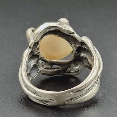 925 STERLING SILVER & WHITE STONE BRANCH STYLE RING