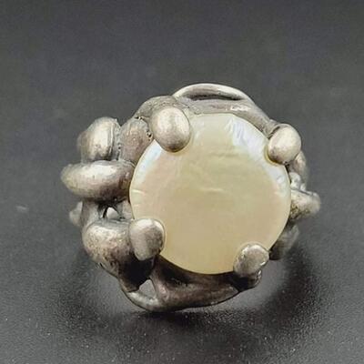 925 STERLING SILVER & WHITE STONE BRANCH STYLE RING