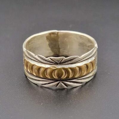 STERLING SILVER & GOLD TONED STAMPED RING - MARKED â€œDLâ€