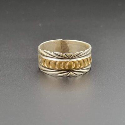 STERLING SILVER & GOLD TONED STAMPED RING - MARKED â€œDLâ€