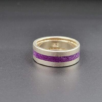 STERLING SILVER & PURPLE BAND RING