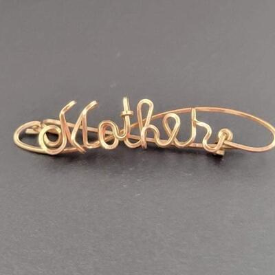 â€œMOTHERâ€ GOLD TONED METAL PIN