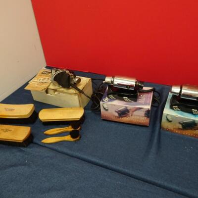 LOT 548. THREE VINTAGE MASSAGERS AND SHOW POLISH BRUSHES