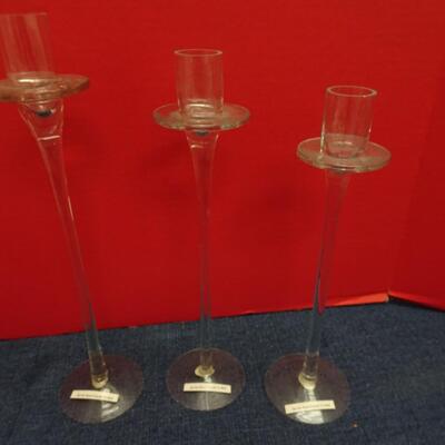 LOT #552 CORNING MUGS AND GLASS CANDLESTICKS