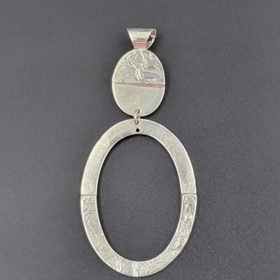MEXICO 925 STERLING SILVER DOUBLE OVAL PENDANT