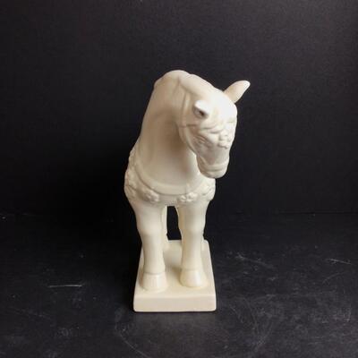 763 Pair of White Asian Style Ceramic Horse Figures