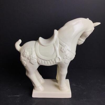 763 Pair of White Asian Style Ceramic Horse Figures