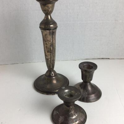 766 Three Sterling Weighted Candlesticks