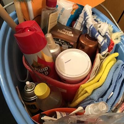 160 - Rolling Pail with Cleaning Supplies