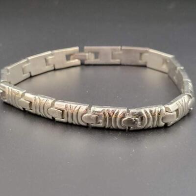 SILVER STAMPED PANEL BRACELET