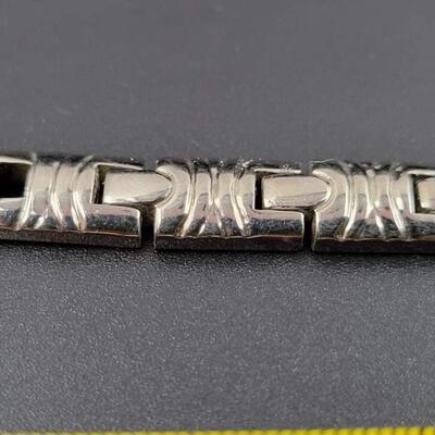 SILVER STAMPED PANEL BRACELET