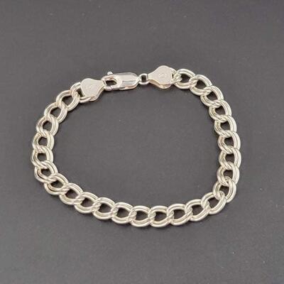 925 STERLING SILVER DOUBLE LINK CHAIN BRACELET