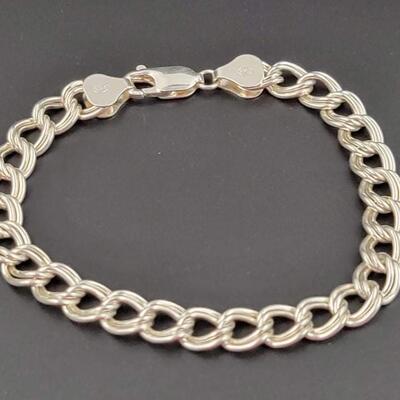 925 STERLING SILVER DOUBLE LINK CHAIN BRACELET