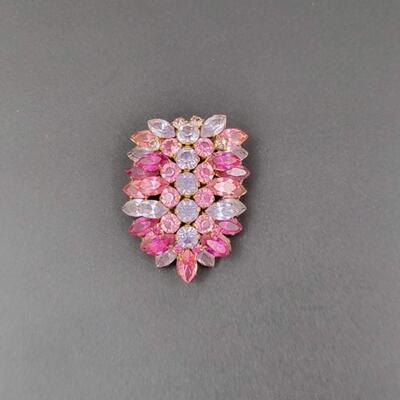 AUSTRIA PINK & PURPLE JEWELED BROOCH