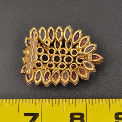 AUSTRIA PINK & PURPLE JEWELED BROOCH