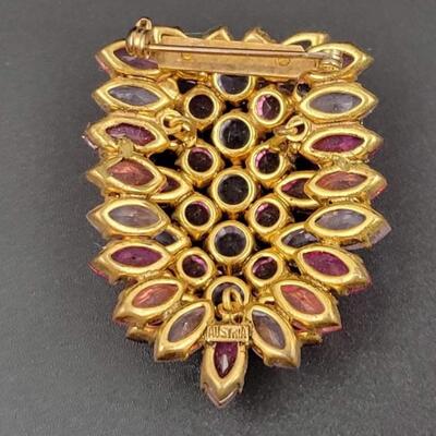 AUSTRIA PINK & PURPLE JEWELED BROOCH