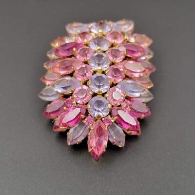 AUSTRIA PINK & PURPLE JEWELED BROOCH