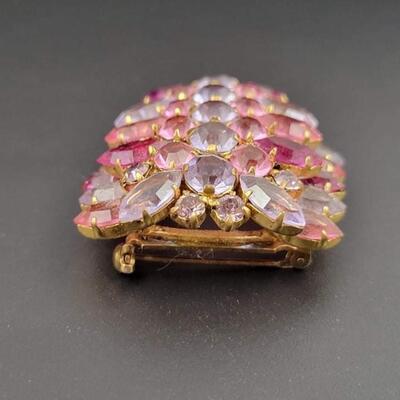 AUSTRIA PINK & PURPLE JEWELED BROOCH