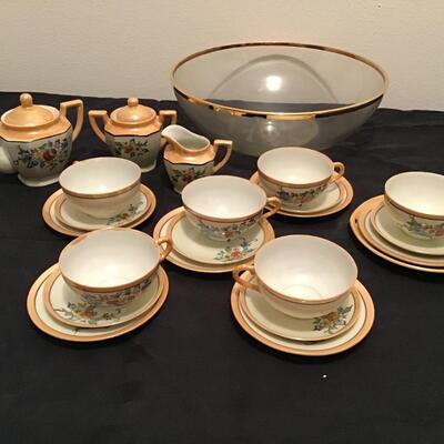 174 - Vintage Tea Set & Gold Rimmed Bowl