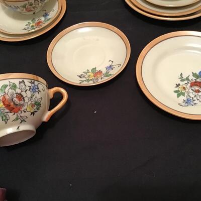 174 - Vintage Tea Set & Gold Rimmed Bowl