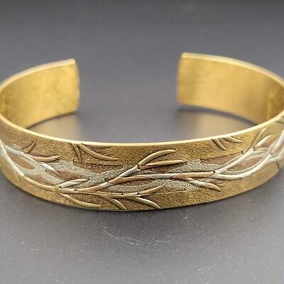 STAMPED METAL BRANCH CUFF BRACELET
