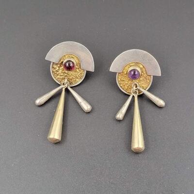 RETRO 925 STERLING SILVER DANGLE EARRINGS