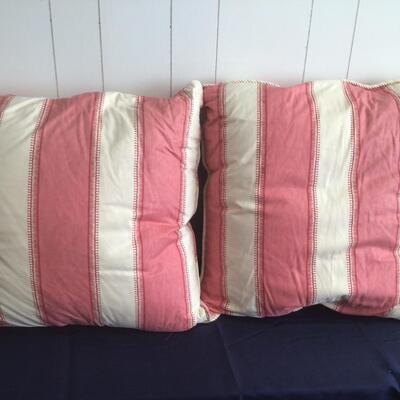 841 Pair of Red and White Down Decorative Pillows