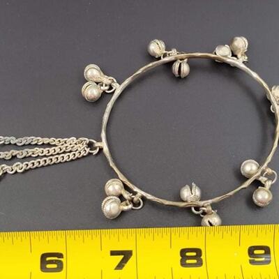 ANTIQUE SILVER TONED BELL BRACELET