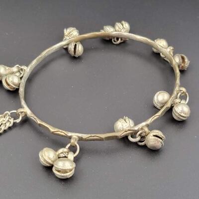ANTIQUE SILVER TONED BELL BRACELET