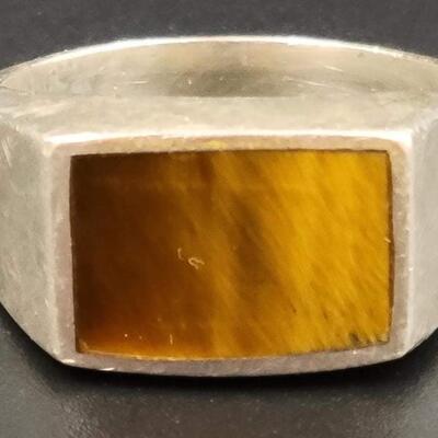 925 STERLING SILVER TIGER EYE RING