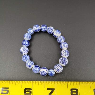 TIBET BUDDHIST PORCELAIN PRAYER BEADS MALA BRACELET