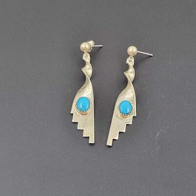 â€œMO-KAâ€ STERLING & TURQUOISE SOUTHWEST EARRINGS