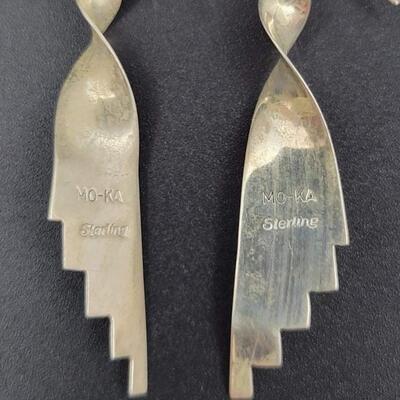 â€œMO-KAâ€ STERLING & TURQUOISE SOUTHWEST EARRINGS