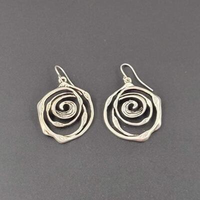PREMIER DESIGNS SILVER TONED ROSE EARRINGS