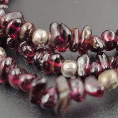 PURPLE BEADED BRACELET W/ 925 STERLING SILVER CLASP