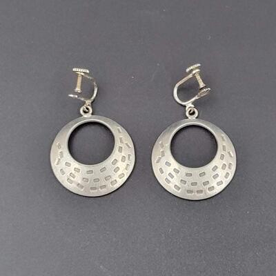 VINTAGE JORGAN JENSEN PEWTER CRESCENT EARRINGS - DENMARK