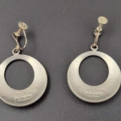 VINTAGE JORGAN JENSEN PEWTER CRESCENT EARRINGS - DENMARK