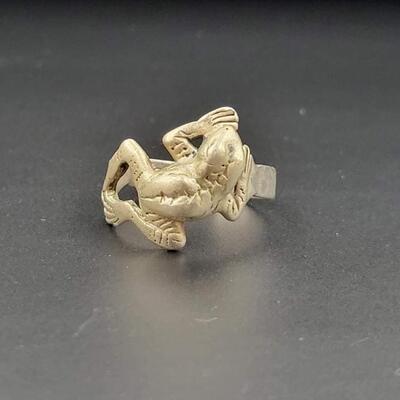 VINTAGE STERLING SILVER FROG RING - C. SIDNEY SMITH