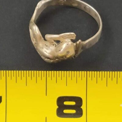 VINTAGE STERLING SILVER FROG RING - C. SIDNEY SMITH