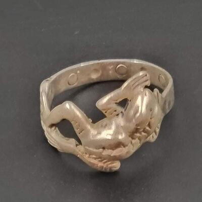 VINTAGE STERLING SILVER FROG RING - C. SIDNEY SMITH