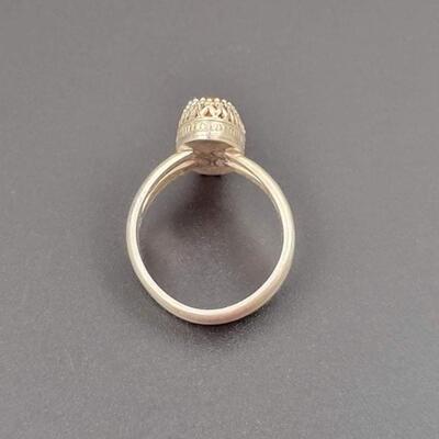 STERLING SILVER & ORANGE STONE RING