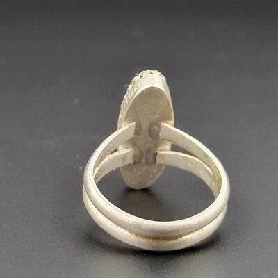 STERLING SILVER & ORANGE STONE RING
