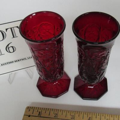 Vintage McKee Rock Crystal Parfait Glasses, Ruby Red