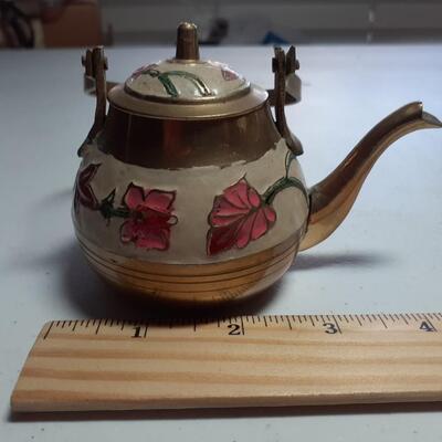 Vintage Painted brass teapot