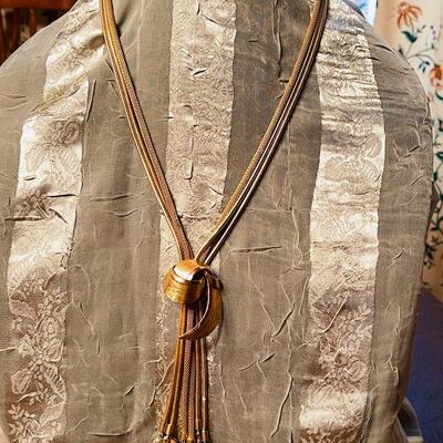 Lot 39 Vintage Goldtone Bolo Necklace Mesh & Rope Chains