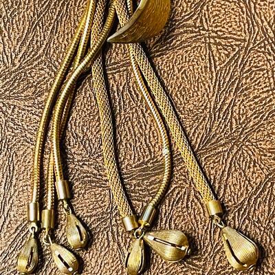 Lot 39 Vintage Goldtone Bolo Necklace Mesh & Rope Chains